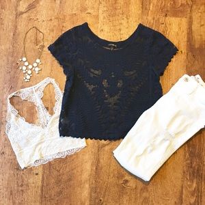 Navy blue lace top